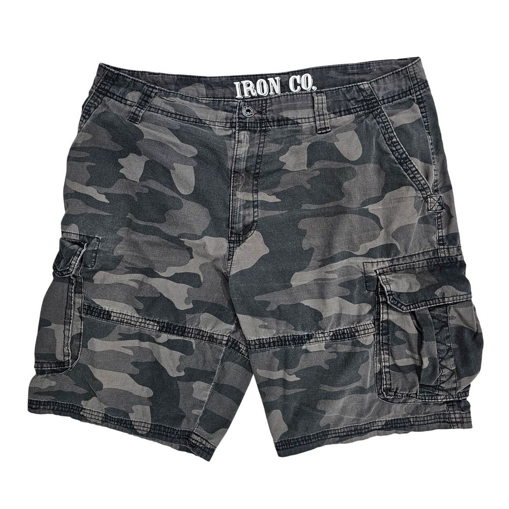 Iron Co. Mens 36 Grey Camo Cargo Shorts Casual Utility